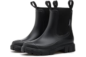 SmoothPace Gummistiefel Damen Gefüttert Wasserdicht Gummistiefeletten Halbhohe Chelsea Boots Rutschsicher Abriebfest Atmungsaktiv Regenschuhe Komfort Garten Stiefeletten 36-41EU