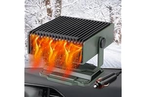 GBOKYN Calefacción para coche, 12 V, 150 W, descongelante portátil con base giratoria de 360°, 2 en 1 para calefacción/enfriamiento, minicalentador de coche con enchufe para encendedor de cigarrillos