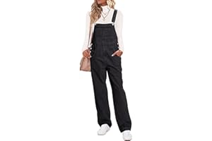 Vetinee Womens Denim Dungarees Loose Fit Wide Leg Bib Stretch Baggy Jeans Jumpsuit Overalls Y2K Comfy