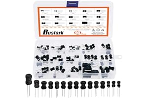 Rustark 90Pcs Choke Coils Inductors Assortment Kit 15 Values 1uH to 220uH 1mH to 20mH Dip Radial Power Inductors Assortment High Self-Resonance Frequency