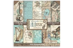 Stamperia - Scrapbook Paper Pad for Scrapbooks, Albums, Card Making, Bullet Journals, and More, Acid Free, Double-Sided, Perfect for Hobbies, Crafts, and Gifting (Music) (20,3 x 20,3 cm)