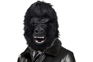 CreepyParty Máscara de gorila negra de látex de animales salvajes, máscara realista de cabeza completa, disfraz para fiesta de Halloween, desfile de carnaval