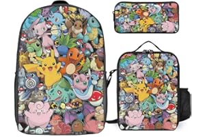 Ukerneryf Cartoon Kid Backpack, School Bag Set 3 Pcs, 17 Inch Large Capacity Book Bag with Lunch Bag and Pencil Case, for Back to School Gifts