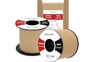 Brotree 2mm Paracord 3 Hebras 30M 100% Nylon Cuerda de Paracaídas para Al Aire Libre, Artesanía, Bricolaje - 90kg Carga de Rotura (Caqui)