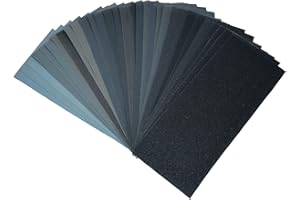 Miady Schleifpapier Set 36 Stück Körnung von 120 bis 3000, Nass und Trocken für Auto, Holz, Stein, Lack, Metall, Glas 23x9 cm