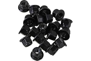 CNBTR M6 - Dado di bloccaggio a flangia esagonale in nylon e acciaio al carbonio, colore: nero, confezione da 20