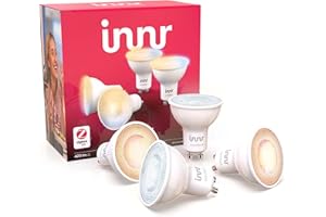 innr GU10 Zigbee Smart Home Lampa, ciepła do zimnej bieli, współpracuje z Hue* i Alexa (wymagany mostek), GU10 Smart LED lampa LED, lampa Alexa, możliwość ściemniania, 4 sztuki