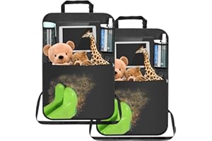 CECOMBINE 2 Stück Rückenlehnenschutz Auto Kinder, Wasserdicht Autositz Organizer mit Tablet Tasche, Auto Organizer Kinder Rücksitzschoner Kick-Matten-Schutz (Schwarz)