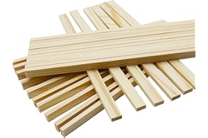 WANYI 50 Piezas Listones de Madera Manualidades, Palitos de Madera Cuadrados 200 x 10 x 5mm para Bricolaje y Manualidades