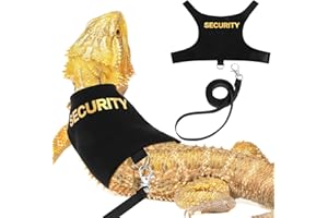 AHQIZFX Bearded Dragon Harness and Leash Set, Escape Proof Adjustable Lizard Reptiles Harness with 5 ft Short Detachable Leash for Amphibians and Other Small Pet Animals for Walking Outdoor