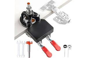 LCVTOS 35 mm Scharnier Bohrschablone, Aluminiumlegierung Versteckt Doppelclip Topfscharnier Schablone,Türschrank-Scharnierlehre,mit Doppelspanner und Vorgebohrten Löchern, für DIY Holzbearbeitung