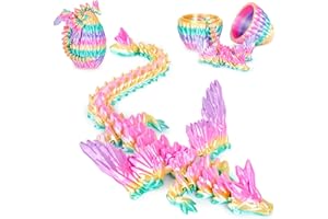 Balkwan Geflügelter Drache im Überraschungsei Lustiges Sammlerspielzeug Geschenk Kinder Erwachsene 3D Gedruckter Fantasiedrache ideal Weihnachten Ostern Geburtstage Feiertagsdeko(Regenbogen, Mittel)