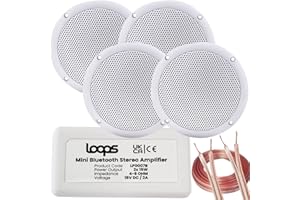Loops Wireless/Bluetooth Amplifier & 4x 80W Ceiling Speaker Kit –Home Hi-Fi Amp System