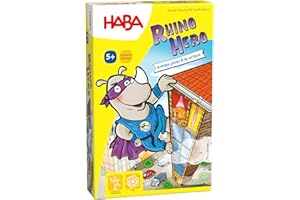 HABA Rhino Hero apilamiento en 3D, Mesa Infantil de 2 a 5 Jugadores, 5 años o más, Juego de acción para Toda la Familia, tamaño pequeño, Multicolor (302203)