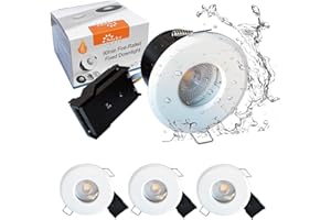 Sweier LED Fire Rated Downlights, 5W Dimmable 6000K Cool White, IP65 Waterproof Bathroom Recessed Ceiling Spotlights for 70mm Hole, AC220V-240V 4 Pack