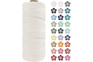 LEREATI Macrame Cord 2mm x 100m, Thick Macrame Rope Natural Cotton Rope Craft String, 3 Strand Twisted Cotton Cord Yarn for DIY Plant Hanger, Wall Hanging, Christmas Decoration (Natural)