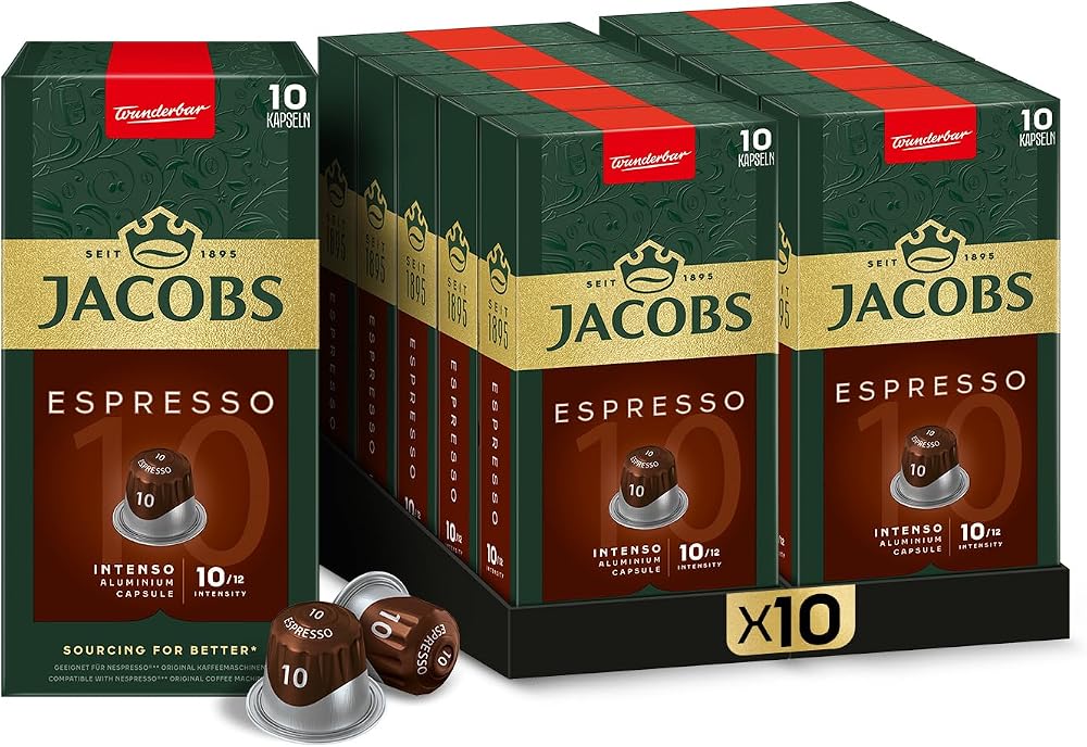 Jacobs Kapsül Kahve Espresso 10 Intense, 10 Kapsül x 10 Paket