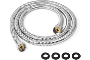 Dachiy 1.5m Flessibile Doccia, Tubo Doccia in Acciaio Inox, Tubo Doccia da Anti Torsione, tubo per doccia universale, Adatto a Tutti i Soffione Doccia, Argento