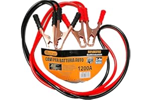 Herran Cavi per Batteria Auto 1200AMP-Cavi di Avviamento per Batteria Amperaggio1200A, Cavi di Collegamento 2,4metri