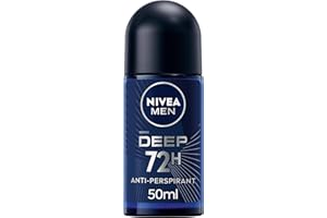 NIVEA Men Deep Black Carbon Roll On (50ml), Roll On Deodorant with 72H of Protection Against Stains and Odours, Strong Anti-Perspirant Developed with MAXXTECH Formula