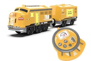 LIBOON Motorized Train for Kids, Remote Control Locomotive Train Toy for Wooden Tracks, Battery Powered Electric Trains with Sound & Lights Effects Compatible with Thomas, Brio, Chuggington