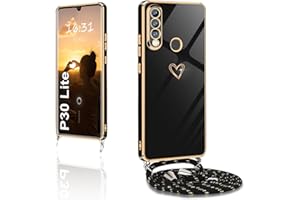 XCYYOO Mobile Phone Chain for Huawei P30 Lite, Case with Strap, Mobile Phone Case Huawei P30 Lite with Chain, Love Design, Electroplating Silicone, Shockproof Protective Case with Cord for Hanging,