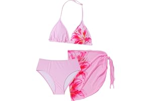 FEOYA Flicka bikini set 3 delar mode barn baddräkt med kjol sport tonåring badmode sommar strand 8–12 år