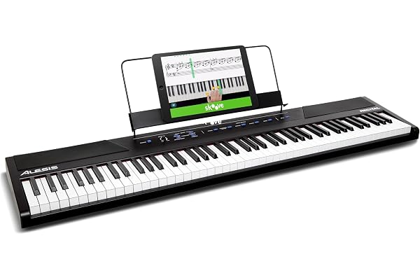Alesis Recital Piano Numérique 88 Touches Semi-Lestées avec Enceintes Intégrées et Cours Gratuits