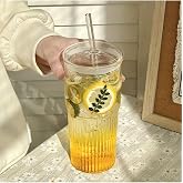 ERKUGO Borosilikat Sunum Bardağı, Kapaklı Pipetli Bardak, Kahve Bardağı, Isı Dayanıklı (600 ML) Macchiato Macchiato