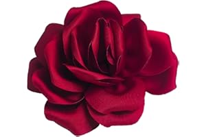 Baesics Blumen Brosche Rose Stoff Seiden-Optik Damen 2-in-1 Anstecknadel & Haarclip Vintage Stil Blume Elegant Boho Accessoire für Blazer Kleid Hut Jacke Hochzeit Party Fotoshoot Geschenk