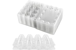 JOIKIT 100 Pack 12 Grid Clear Plastic Quail Egg Cartons, Stackable Holder Container Organizer Tray for Kitchen, Market, Farm