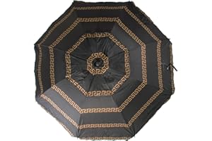 CREVICOSTA QUALITY MARK MARCAS DE CALIDAD - Sombrilla 200 cm con Espiral y Poste de Recorrido Total. Protección total contra los Rayos UV. 8 Varillas (Olimpia Negro)