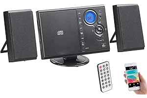 auvisio Radio mit CD Player: Vertikale Stereo-Kompaktanlage mit Bluetooth, FM, CD, MP3 & AUX, 10 W (Musikanlagen, Anlage, Mini HiFi)