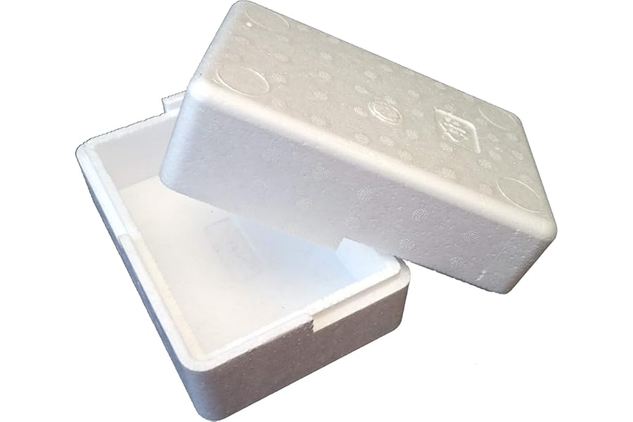 THERMO INSULATION POLYSTYRENE BOXES 155 x 100 x (45+45) mm, WALL THICKNESS: 15mm FOR FOOD FISH REPTILES WORMS MEDICATION PERISHABLE GIFT GOODS ITEMS COOL OR WARM TEMPERATURE PACKAGING (1)