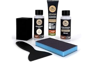 SOFOLK DEPUIS 1989 SOFOLK Kit de renovación de Cuero y Polipiel: reparación + Pintura + Pintura Protectora - Volante, Asiento de Coche, sillón, Zapatos (6-Off-White)