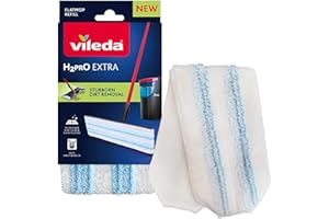 Vileda H2PrO Flat Mop Refill - Microfibre power - Stubborn dirt removal - Easy attachment to frame - Machine washable - Durable mop pad for all hard floors