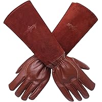 Gartenhandschuhe Damen Herren - Acdyion Rindsleder Gartenhandschuhe mit langem Unterarmschutz, Beschneiden oder…