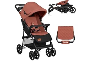 LIONELO Emma Buggy - Léger, Facile à Plier, Dossier et Repose-Pieds Réglables Jusqu'à LIGPOSITION, Sac à Langer + Grand Panier de Rangement pour Enfants 6-36 Mois, Amortisseurs de Chocs