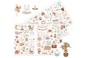 FITBITOP Sticker Fotoalbum, Aufkleber für Kinder und Baby Fotoalbum, 4 Bögen DIN-A4 DIY Scrapbooking Aufkleber zum Gestalten, Babyalbum Gestalten Sticker, Sticker Set Gestalten