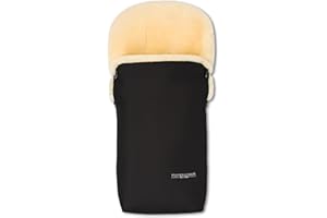 HOFBRUCKER Putzi Lammfell-Fußsack für Kinderwagen & Buggy | Winterfußsack 90 x 34 cm | wind- & wasserabweisend | Oberteil per Rundum-Reißverschluss abnehmbar | Made in Germany