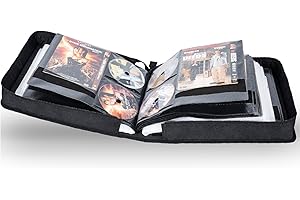 AKOZLIN DVD CD Aufbewahrungsbox mit extra Breiten Titelblättern,tragbarer Binderhalter,Brieftasche,Album,DVD-Tasche,schützende Film-Medien-Aufbewahrungsbox,200 Disk-Einheiten,100 Booklet-Taschen
