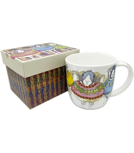 Tazza In Bone China 'Buzzing Bees' 350 Ml - Eric Heyman Per Emma Ball - Confezione Regalo - Microonde E Lavastoviglie