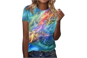 BFTHWY Haut Femme Sports Manches Courtes D'Été Shirt Vogue Oversize Comfy Imprimee T Shirt Women Ample Col Rond