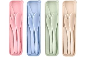 HZZXCH 4 Pack Travel Cutlery Set Portable Camping Utensils With Case Reusable Spoon Fork Knife Tableware Set for Picnic Daily Use