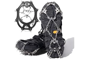 ‎FORHOME Forhome Steigeisen für Bergschuhe, Schuhkrallen mit 19 Edelstahl Spikes Wanderschuhe, Eisspikes, Schneekette, Grödel und Spikes, Spikes für Mann Frau Winter Klettern Bergsteigen Trekking Wandern