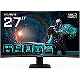 Gigabyte GS27QCA 27" Monitor Curvo para Gaming QHD - 2560 x 1440, 180Hz, 1ms, 250 CD/m², FreeSync, HDR Ready, HDMI 2.0, Displ