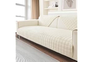 FASCINATDECO Housse de Canapé en Flanelle - Housse de Coussin de Canapé, Housse Canapé d'angle 1/2/3/4 Places pour Canapé Sectionnel, Housse de Canapé en Forme de L (Blanc Beige,90x120cm)