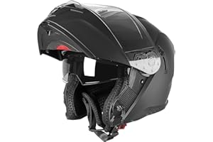 MOCOERL-Casque de Moto, Casque modulable, Casque intégral pour Hommes et Femmes avec Protection de Menton renforcée, Double visière, Certification ECE 22.06, Noir Mat