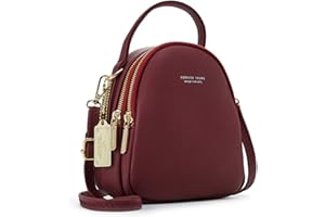 PORRASSO Mini Backpack Women Fashion Handbag Girl Waterproof Cross-Body Bag with Earphone Hole Ladies Leather Daypack Dating Travel Small Rucksack