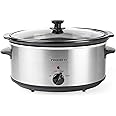 Progress EK4610P 6.5L Slow Cooker – Family Size Multi Cooker with Lid, Removable Ceramic Cooking Pot, 3 Heat Settings, Year Round Cooking for Stew, Soup, Chilli, Curry, Casseroles, Cool Touch Handles